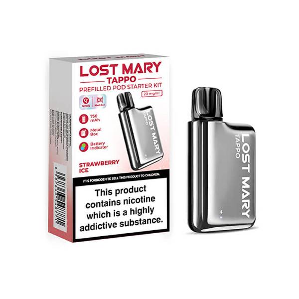 LOST MARY TAPPO METAL STARTER KIT STRAWBERRY ICE Pod Kit 2ml 20mg